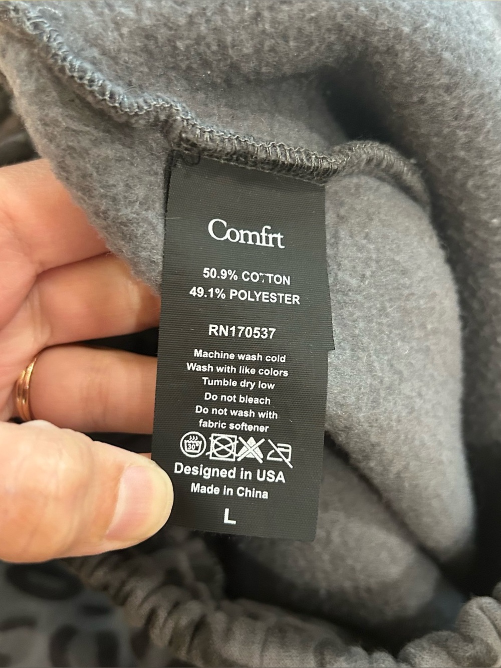 Cmfrt Airplane Mode Charcoal Gray Cheetah Print Super Soft Jogger Sweatpants L - Picture 9 of 11